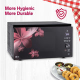 LG 32 L Charcoal Convection Microwave Oven with Charcoal Lighting Heater, 360° Motorised Rotisserie, Stainless Steel Cavity, Glass Touch & Dial Controls, Black Floral – MJEN326PK