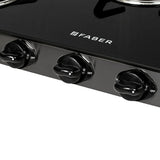 Faber 77 cm 3 Burner Gas Cooktop with Brass Burners, Manual Ignition & Toughened Black Glass – Cooktop Jumbo 3BB BK