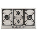 Faber Inspiria 4 Burner Built-In Gas Hob with Brass Burners, Cast Iron Pan Support, Auto Ignition & Flame Failure Device, Stainless Steel Panel – HOB INSPIRIA 904 BR AI FFD SS PNG
