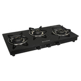 Faber 3 Burner Gas Cooktop with Designer Forged Burners, Manual Ignition & Tempered Glass Top – COOKTOP MIST 3BB AURA