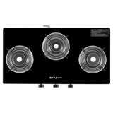 Faber 3 Burner Gas Cooktop with Designer Forged Burners, Manual Ignition & Tempered Glass Top – COOKTOP MIST 3BB AURA