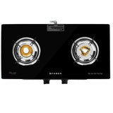 Faber 2 Burner Gas Cooktop with Brass Burners, Manual Ignition & MS Powder-Coated Finish – HOB COOKTOP JUMBO 2BB BK