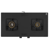 Faber 70 cm 2 Burner Cooktop with Brass Burners, Auto Ignition & Flame Failure Device - COOKTOP BLOSSOM 2BB BK CI AI