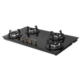 Faber 90 cm 4 Burner Built-in Gas Hob with Brass Burners, Auto Ignition & Toughened Black Glass – HOB SUPERIA HT904 BR AI N