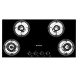 Faber 90 cm 4 Burner Built-in Gas Hob with Brass Burners, Auto Ignition & Toughened Black Glass – HOB SUPERIA HT904 BR AI N