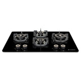 Faber 75 cm 4 Burner Built-in Gas Hob with Brass Burners, Auto Ignition, Flame Failure Device & 8 mm Matt Finish Glass – HOB EXPERIA HT 754 ALU AI FFD