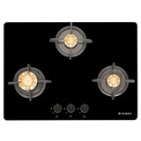 Faber 70 cm 3 Burner Built-in Gas Hob with Brass Burners, Auto Ignition & Toughened Glass – Hob PRIME HT703 CRS BR CI AI