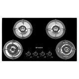 Faber Superia 4 Burner Built-In Gas Hob with Brass Burners, 6mm Toughened Black Glass, Automatic Battery Ignition, Triple Ring Dual Flame Burner – SUPERIA HT764 BR AI IN