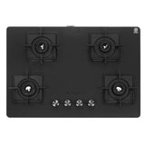 Faber 4 Burner Gas Cooktop with Brass Burners, Auto Ignition & Matt Finish Glass – COOKTOP EVOKE 4BB BK CI AI