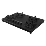 Faber 4 Burner Gas Cooktop with Brass Burners, Auto Ignition & Matt Finish Glass – COOKTOP EVOKE 4BB BK CI AI