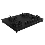 Faber 4 Burner Gas Cooktop with Brass Burners, Auto Ignition & Matt Finish Glass – COOKTOP EVOKE 4BB BK CI AI