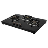 Faber 3 Burner Gas Cooktop with Brass Burners, Auto Ignition & Tempered Glass Top – HOB COOKTOP NiOS AUTO 3BB BK