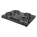 Faber 4 Burner Gas Cooktop with Brass Burners, Auto Ignition & Tempered Glass Top – HOB COOKTOP NiOS AUTO 4BB BK