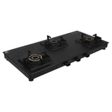 Faber 77 cm 3 Burner Gas Cooktop with Jumbo, Medium & Small Burners, Manual Ignition & Matt Finish – COOKTOP BLOSSOM 3BB BK CI