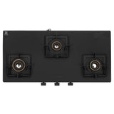 Faber 77 cm 3 Burner Gas Cooktop with Jumbo, Medium & Small Burners, Manual Ignition & Matt Finish – COOKTOP BLOSSOM 3BB BK CI