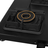 Faber 63 cm 4 Burner Gas Cooktop with Brass Burners, Auto Ignition & Matt Finish – COOKTOP BLOSSOM 4BB BK CI AI