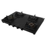 Faber 63 cm 4 Burner Gas Cooktop with Brass Burners, Auto Ignition & Matt Finish – COOKTOP BLOSSOM 4BB BK CI AI