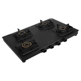 Faber 63 cm 4 Burner Gas Cooktop with Brass Burners, Auto Ignition & Matt Finish – COOKTOP BLOSSOM 4BB BK CI AI