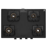 Faber 63 cm 4 Burner Gas Cooktop with Brass Burners, Auto Ignition & Matt Finish – COOKTOP BLOSSOM 4BB BK CI AI