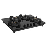 Faber 72 cm 4 Burner Built-in Gas Hob with Brass Burners, Auto Ignition & 8 mm Toughened Black Glass – HOB ULTIMA HT724 CRS BR CI AI