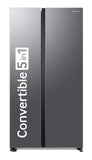 Samsung 653 L, 2 Star, Frost Free, Double Door, Convertible 5-in-1 Digital Inverter, Side By Side Refrigerator (RS76CG80X0S9HL, Silver, Refined Inox)