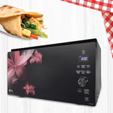 LG 32 L Charcoal Convection Microwave Oven with Charcoal Lighting Heater, 360° Motorised Rotisserie, Stainless Steel Cavity, Glass Touch & Dial Controls, Black Floral – MJEN326PK