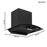 Faber Agile 60cm 1500m³/hr BLDC Autoclean Curved Shape Chimney | Built In Oil Collector | Touch & Gesture Control | 8Yr Motor, 2Yr Comprehensive Warranty by Faber- Hood Agile BLDC FL HC SC BK IN 60