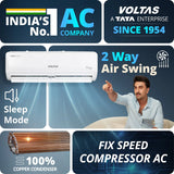 Voltas Fixed Speed Split Split Air Conditioner, 1 Ton, 2 Star - 122FS Emerald