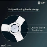 Orient Electric I-Float 1200mm BLDC Ceiling Fan, 5 Star Rated, Energy Efficient, White (Open box / without box)