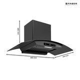Faber Agile 90cm 1500m³/hr BLDC Autoclean Curved Shape Chimney | Built In Oil Collector | Touch & Gesture Control - Hood Agile BLDC FL HC SC BK IN 90