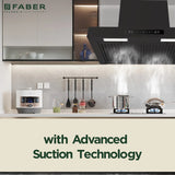 Faber Mars 60cm 1000m³/hr Heat Auto Clean Chimney | 2-Layer Baffle Filter | Touch & Gesture Control | Black Finish - Hood Mars TC BF BK IN 60 - T