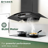 Faber Zeal BLDC 90 cm Filterless Kitchen Chimney with 1500 m³/hr Suction, Heat Auto-Clean & Touch/Gesture Control – HOOD ZEAL BLDC HC SC FL BK IN 90