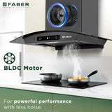 Faber Zeal BLDC 75 cm Filterless Kitchen Chimney with 1500 m³/hr Suction, Heat Auto-Clean & Touch/Gesture Control – HOOD ZEAL BLDC HC SC FL BK IN 75