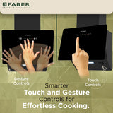 Faber Trendy 60cm 1500m³/hr BLDC Autoclean Black Glass Chimney | Filterless | Touch & Gesture Control - Hood Trendy BLDC HC SC FL BK IN 60 - V