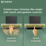 Faber Charm 60cm Filterless BLDC Kitchen Chimney with 1500 m³/hr Suction, Heat Auto Clean, Touch & Gesture Control, Black Finish – CHARM BLDC HC SC FL BK IN 60