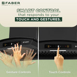 Faber Zeal BLDC 60 cm Filterless Kitchen Chimney with 1500 m³/hr Suction, Heat Auto-Clean & Touch/Gesture Control – HOOD ZEAL BLDC HC SC FL BK IN 60