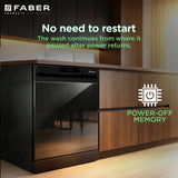 Faber 14 Place Settings Freestanding Dishwasher with 6 Washing Programs, Half Load, Electronic Push Button Control, Digital Display & Natural Drying, Black – FFSD 6PR 14S BK Digital