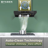 Faber Charm 60cm Filterless BLDC Kitchen Chimney with 1500 m³/hr Suction, Heat Auto Clean, Touch & Gesture Control, Black Finish – CHARM BLDC HC SC FL BK IN 60