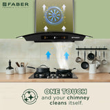 Faber Zeal BLDC 60 cm Filterless Kitchen Chimney with 1500 m³/hr Suction, Heat Auto-Clean & Touch/Gesture Control – HOOD ZEAL BLDC HC SC FL BK IN 60