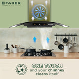 Faber Zeal BLDC 90 cm Filterless Kitchen Chimney with 1500 m³/hr Suction, Heat Auto-Clean & Touch/Gesture Control – HOOD ZEAL BLDC HC SC FL BK IN 90