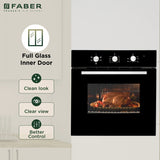 Faber 80 L Built-in Electric Oven with 5 Cooking Functions, Pull Knob Control & Black Glass Finish - FBIO 80L 5F BK