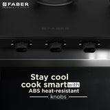 Faber Nebula 3 Burner Gas Cooktop with Black Matt Toughened Glass, Brass Burners, Jumbo Burner & Manual Ignition – NEBULA 3BB BK