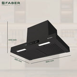 Faber Mars 60cm 1000m³/hr Heat Auto Clean Chimney | 2-Layer Baffle Filter | Touch & Gesture Control | Black Finish - Hood Mars TC BF BK IN 60 - T