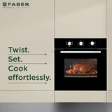 Faber 80 L Built-in Electric Oven with 5 Cooking Functions, Pull Knob Control & Black Glass Finish - FBIO 80L 5F BK