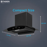Faber Iris 75 cm Filterless Kitchen Chimney with 1500 m³/hr Suction, Auto-Clean, BLDC Motor & Touch/Gesture Control – HOOD IRIS HC SC FL BK IN 75