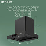 Faber Charm 60cm Filterless BLDC Kitchen Chimney with 1500 m³/hr Suction, Heat Auto Clean, Touch & Gesture Control, Black Finish – CHARM BLDC HC SC FL BK IN 60