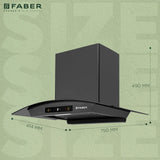 Faber Zeal BLDC 75 cm Filterless Kitchen Chimney with 1500 m³/hr Suction, Heat Auto-Clean & Touch/Gesture Control – HOOD ZEAL BLDC HC SC FL BK IN 75