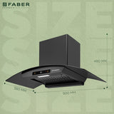 Faber Zeal BLDC 90 cm Filterless Kitchen Chimney with 1500 m³/hr Suction, Heat Auto-Clean & Touch/Gesture Control – HOOD ZEAL BLDC HC SC FL BK IN 90