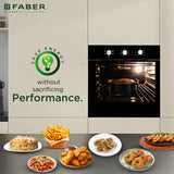 Faber 80 L Built-in Electric Oven with 5 Cooking Functions, Pull Knob Control & Black Glass Finish - FBIO 80L 5F BK