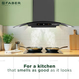 Faber Zeal BLDC 90 cm Filterless Kitchen Chimney with 1500 m³/hr Suction, Heat Auto-Clean & Touch/Gesture Control – HOOD ZEAL BLDC HC SC FL BK IN 90
